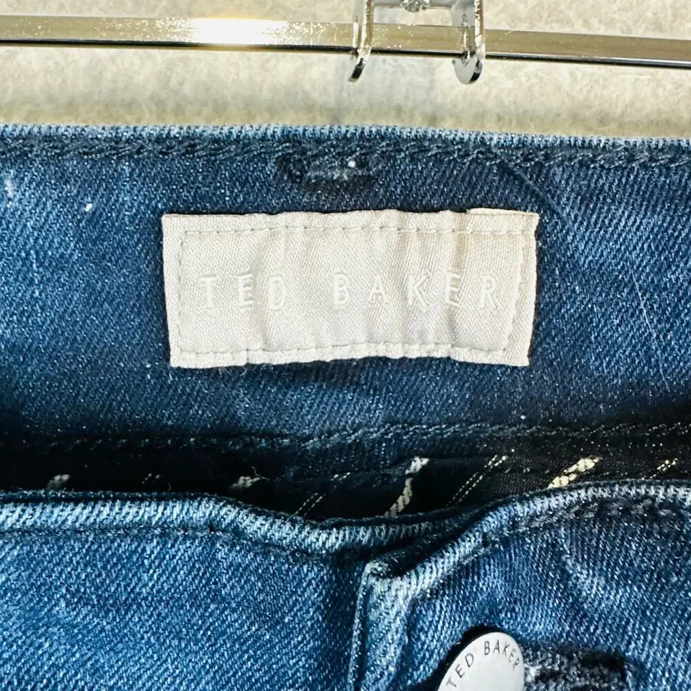 Ted Baker Mens 34 X 30 Jeans Slim Blue Denim Pockets Stretch Pockets 1889005